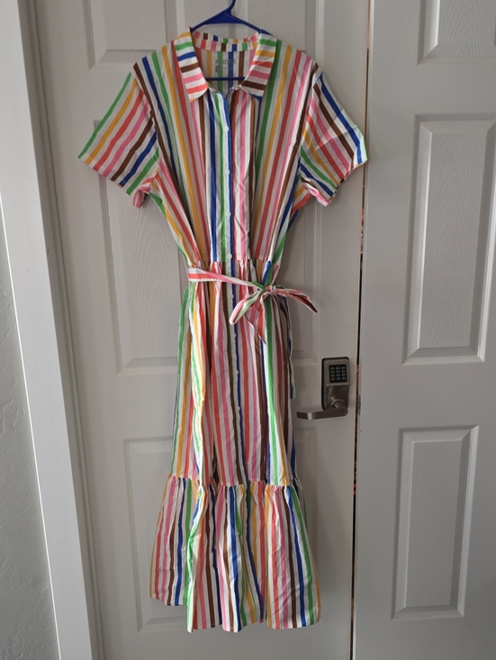 Target Dresses & Skirts - Womens Multicolor Stripe Shirt Dress with Tie Belt Nwot